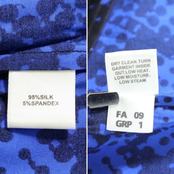 St. John Size S Silk Scoop Neck Top Sleeveless Blue Black Print Fall 2009 - Picture 9 of 9